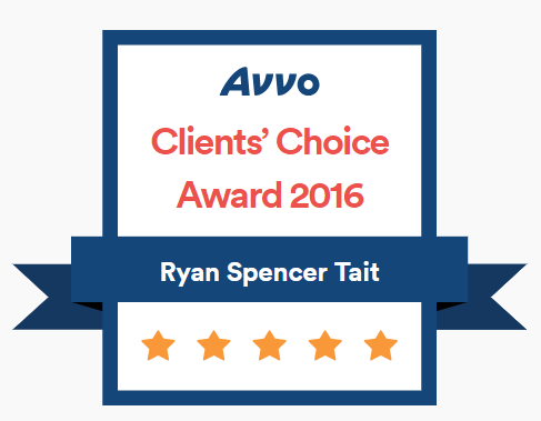 Avvo Clients’ Choice Award 2016 badge — Ryan Tait