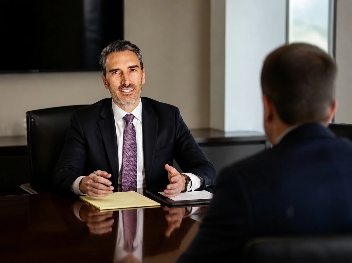 Nova Law Group attorney meeting one-on-one with a client in a conference room