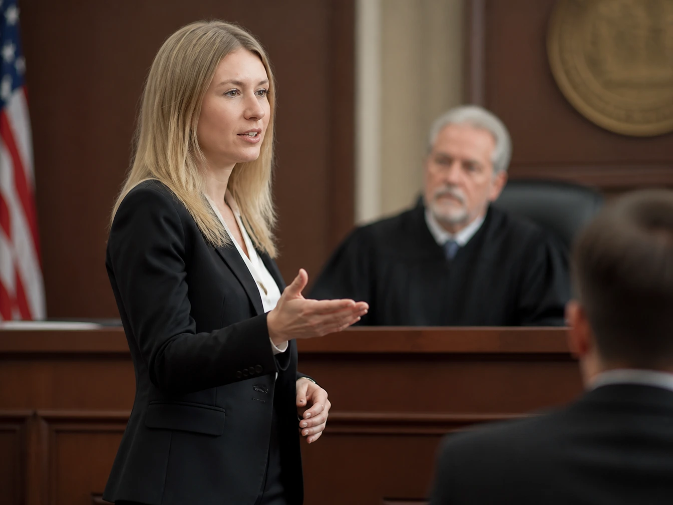 Nova Law Group attorney presenting argument before a judge